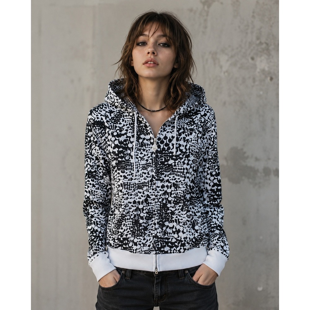 Volcom Moon shroom Jersey Zip Hoodie Y2K Skater Surf Streetwear Small Emo Punk
